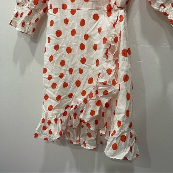 Rixo Target Puff Sleeve Dotted Wrap Mini Dress Cotton Blend Size Small - Picture 4 of 10